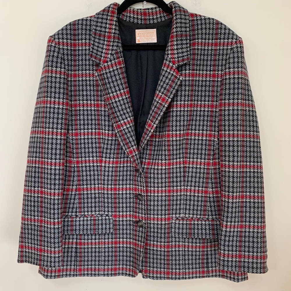 Pendleton Red and Black Plaid Blazer